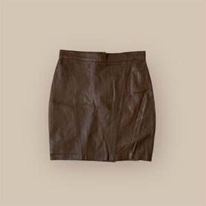 Vintage -00% Brown Leather Mini Skirt